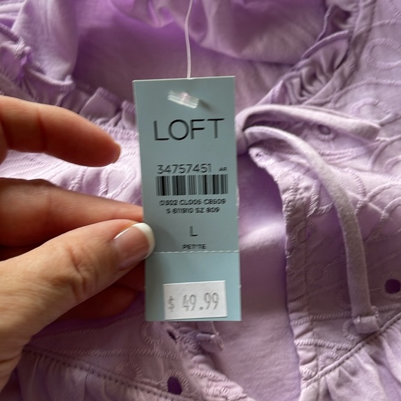 LOFT shirt, Large Petite, Lavender - Picture 3 of 8
